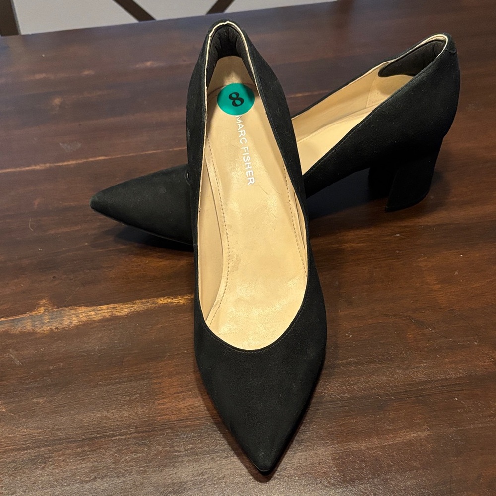 Marc Fisher Black Suede Heels size 8